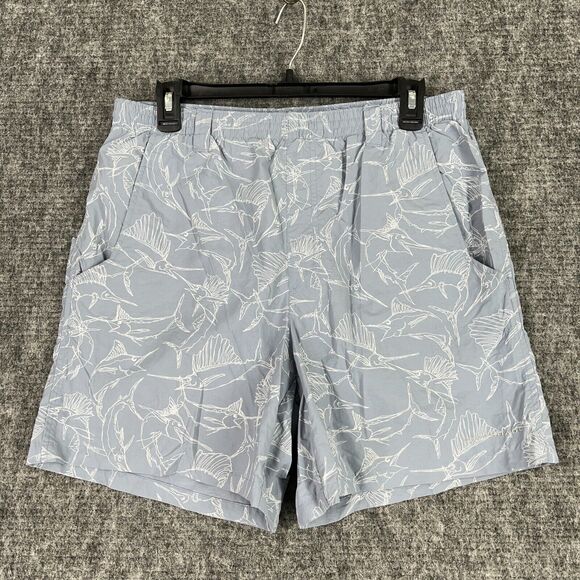 Columbia Shorts Mens Small Blue PFG Sailfish Fishing Hybrid Chinos Lined Drawstr - Picture 1 of 8